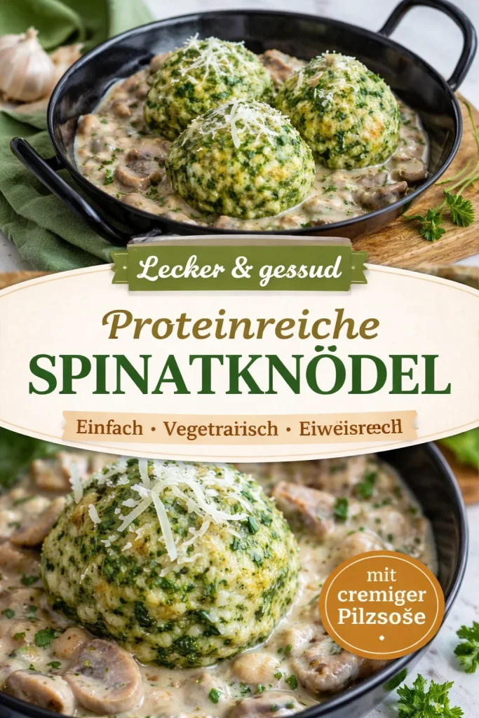 Spinatknödel mit Champignonsoße