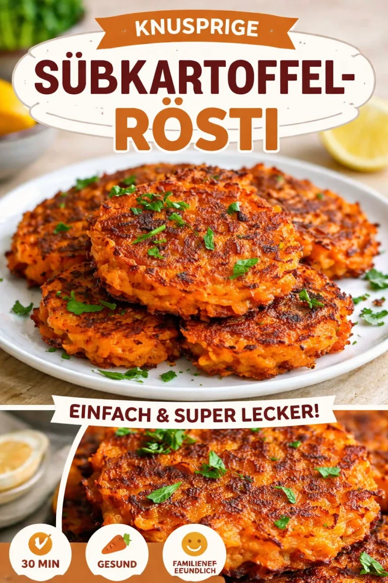 Knusprige Süßkartoffel-Rösti auf einem Teller serviert