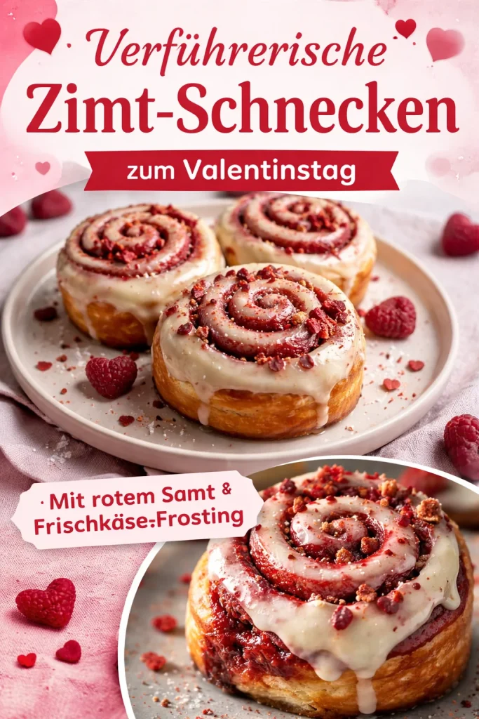 Frisch gebackene Zimtschnecken für den Valentinstag