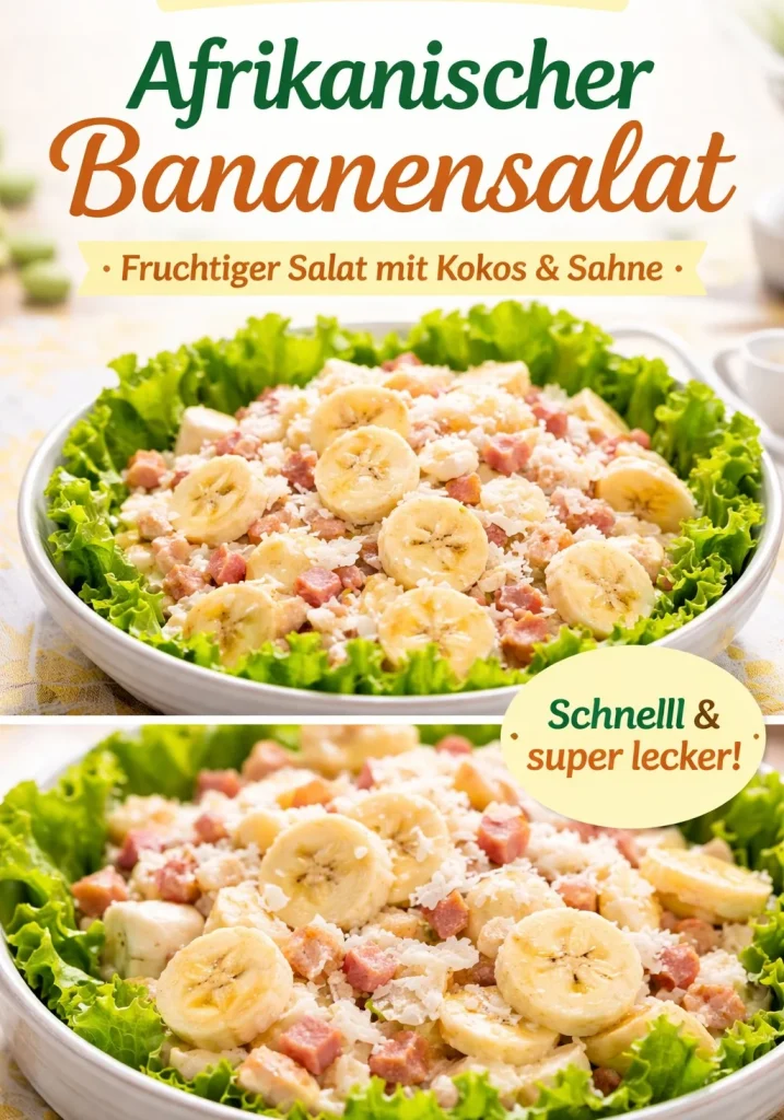 Afrikanischer Bananensalat mit frischen Zutaten und Gewürzen.