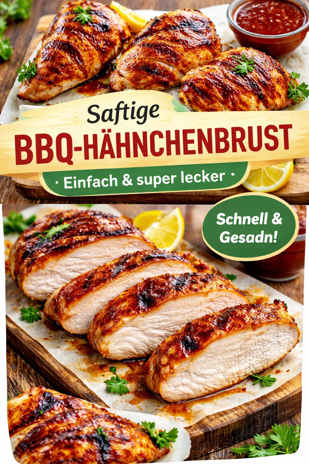 Gegrillte BBQ Hähnchenbrust mit würziger Marinade