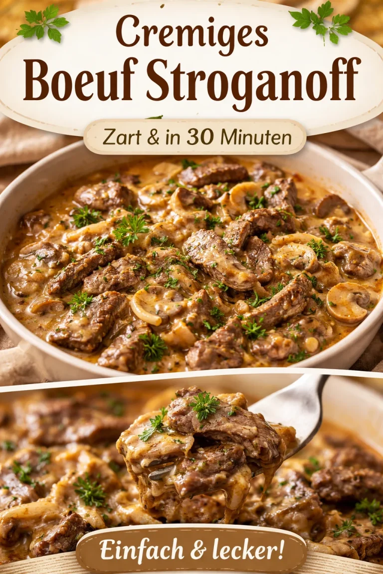 Himmlisches Boeuf Stroganoff mit zartem Rindfleisch und cremiger Sauce