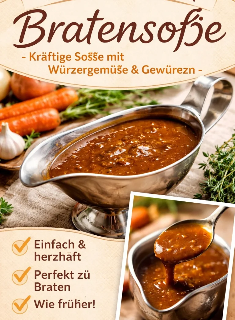 Hausgemachte Bratensoße in einem Topf auf dem Herd zubereitet