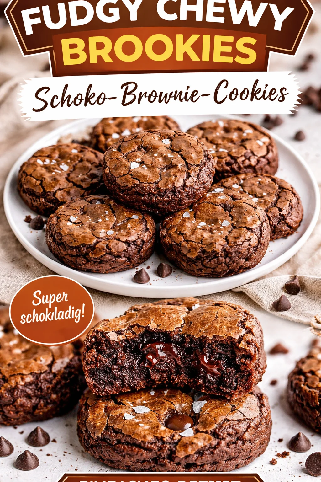 Leckere Brookies: Eine Kombination aus Brownies und Cookies auf einem Teller.