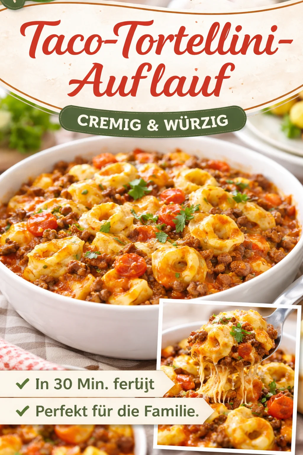 Cheesy Taco Tortellini Bake: Der ultimative Familienauflauf!
