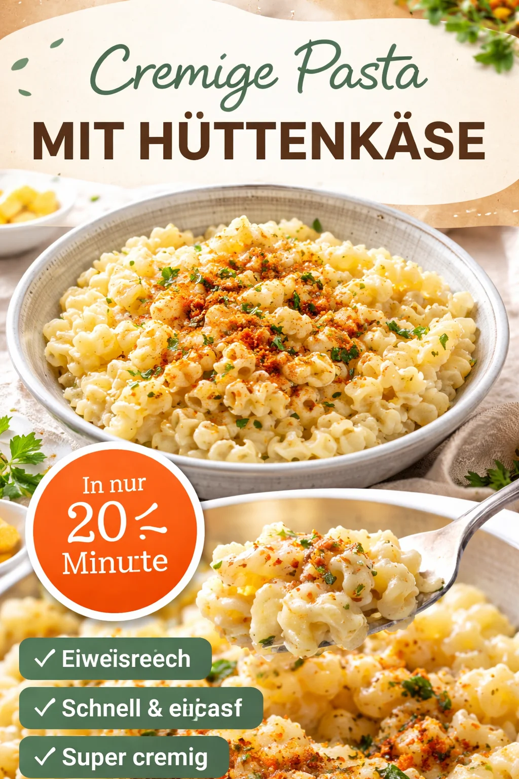 Cremige Cottage Cheese Pasta Sauce für Protein-Liebhaber