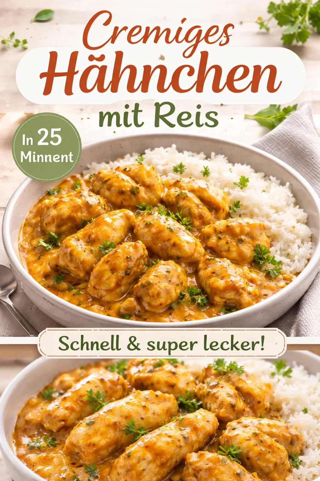 Cremiges Hähnchen mit Reis