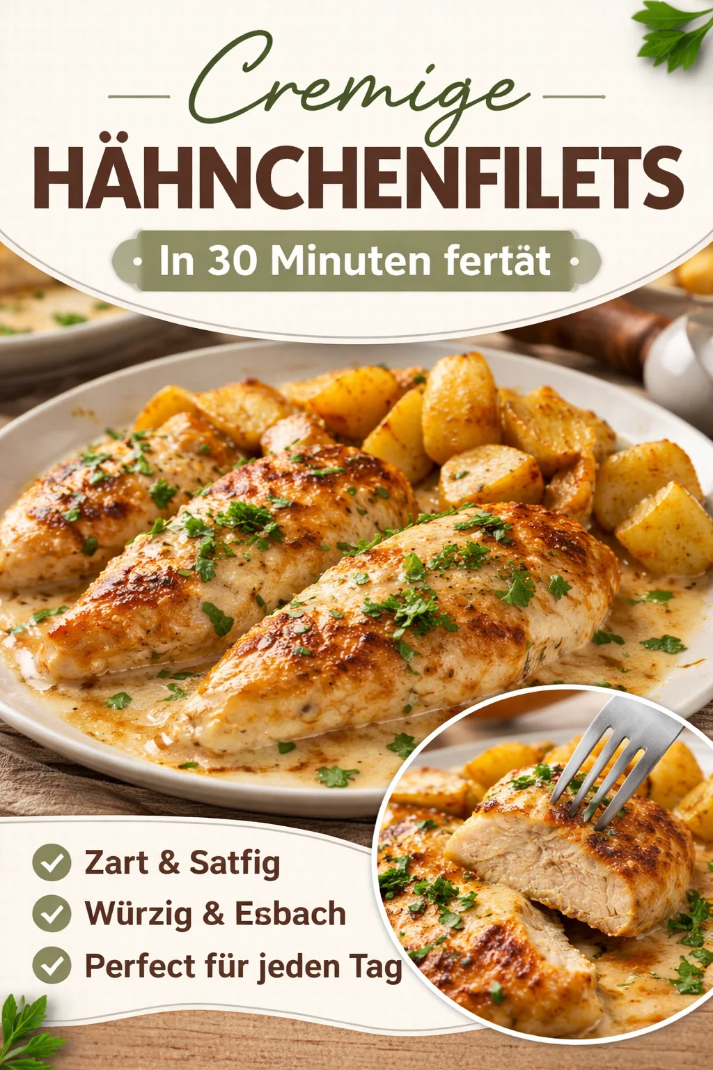 Cremiges Hähnchenfilet in würziger Knoblauch-Parmesan-Sauce!