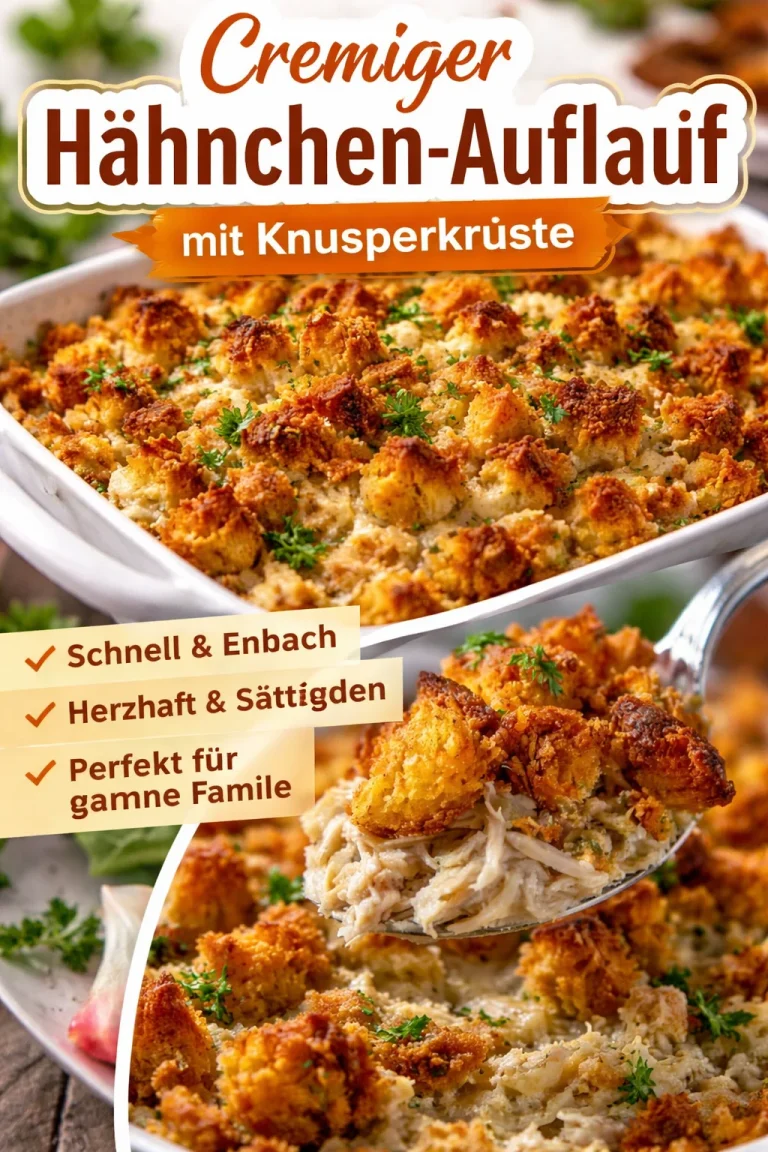 Dollys Hähnchenauflauf mit buntem Gemüse und Käse überbacken