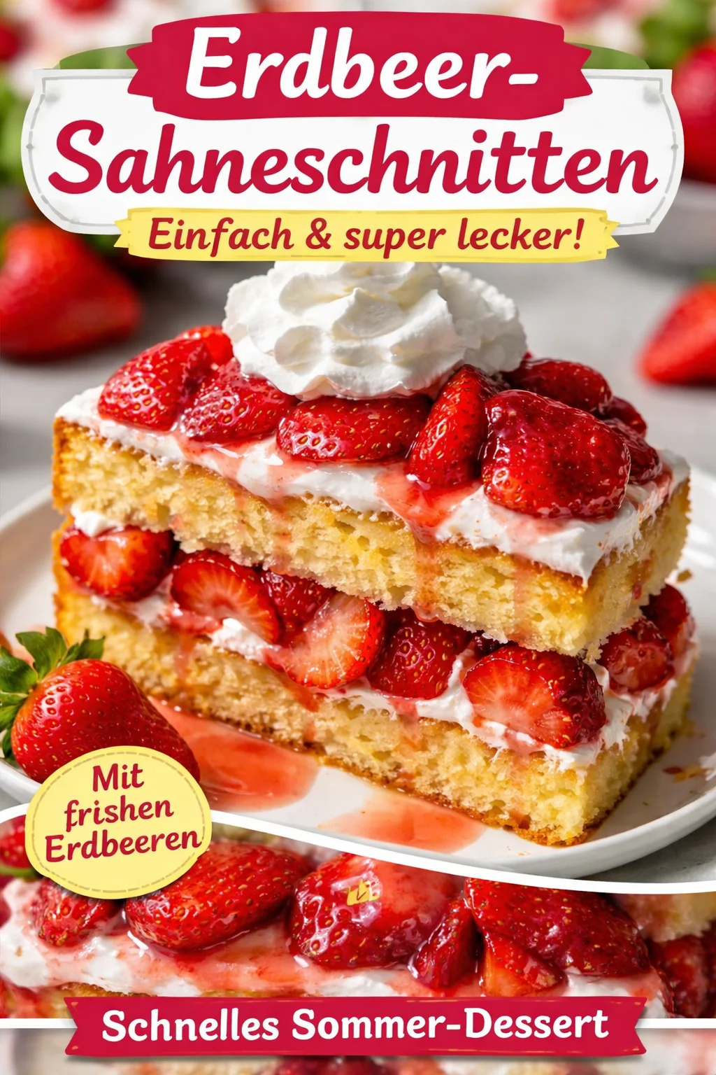 Leckere Erdbeer-Shortcake-Torte mit frischen Erdbeeren