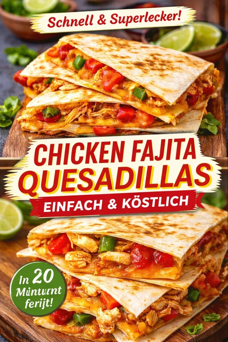 Hähnchen-Fajita-Quesadillas mit buntem Gemüse und schmelzendem Käse auf einem Teller