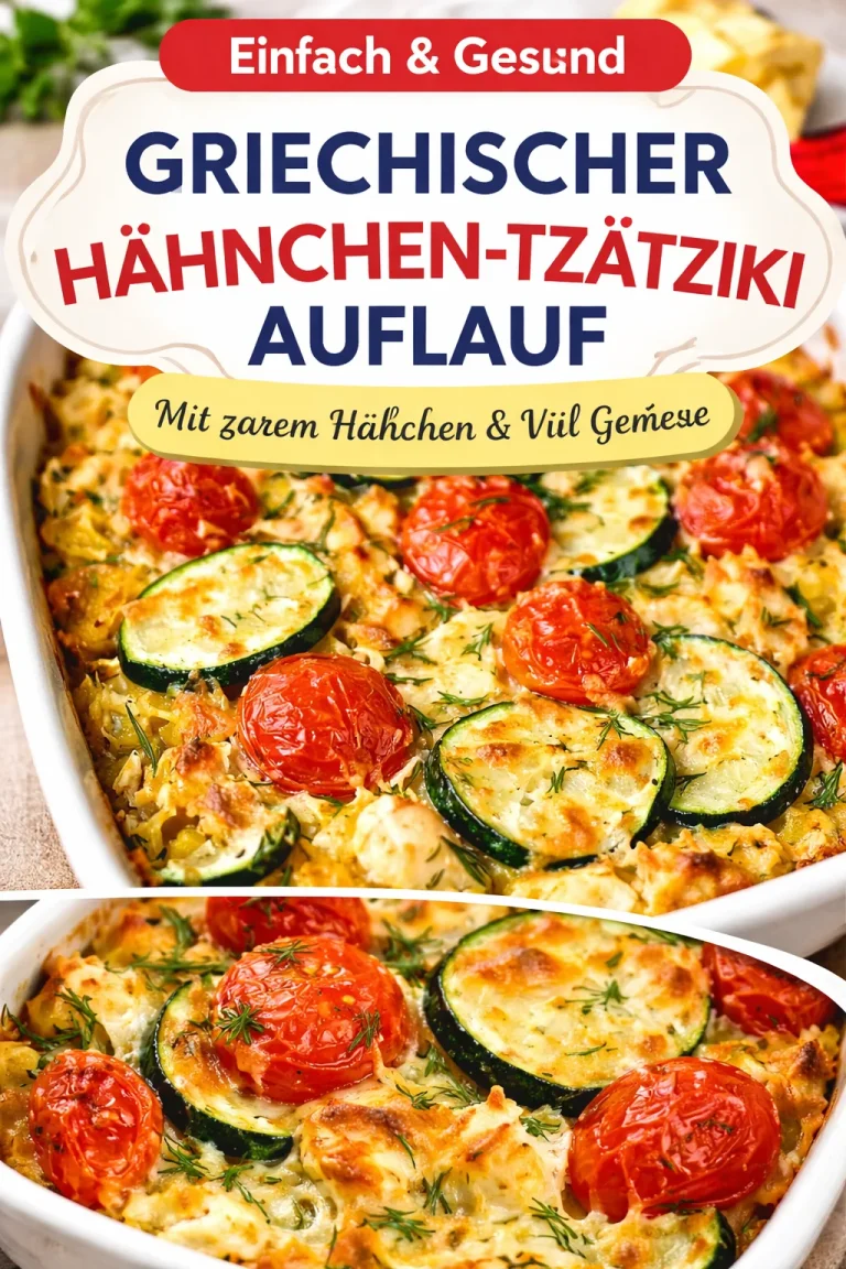 Hähnchen Tzatziki Auflauf mit frischem Gemüse und Joghurtsoße