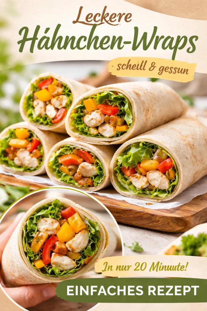 Hähnchen-Wraps mit frischem Gemüse und Sauce auf einem Teller