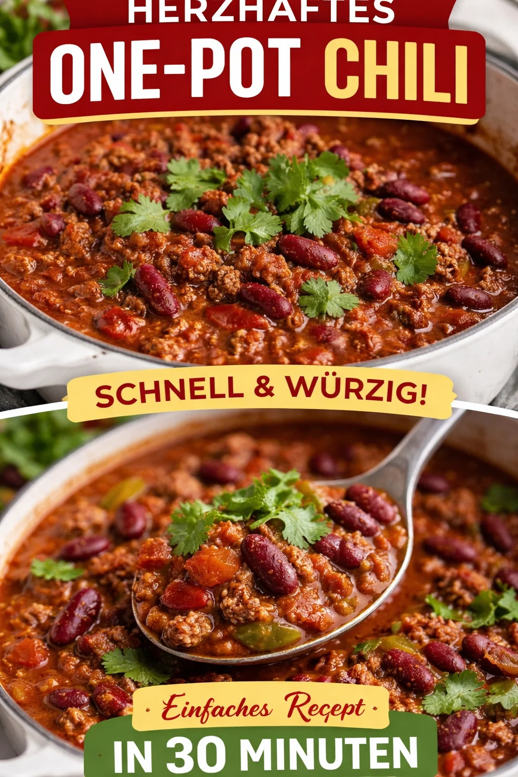Köstliches Herd Chili mit frischen Zutaten und Gewürzen