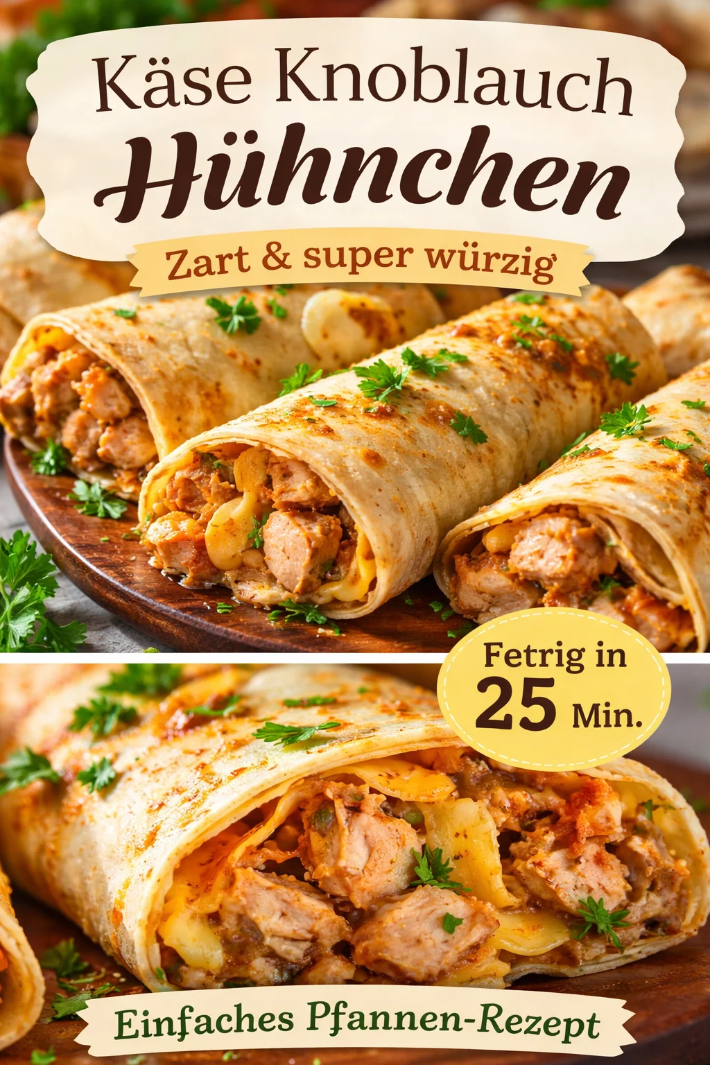 Käse-Knoblauch-Hähnchen-Wraps