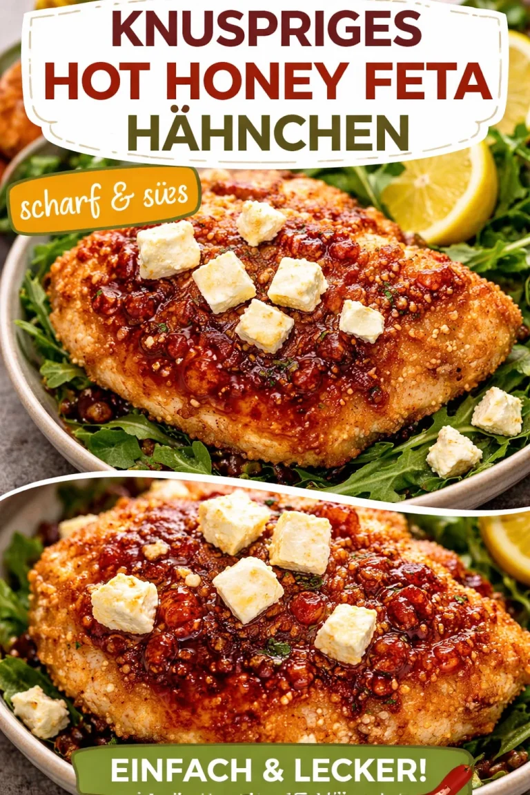 Krispiges Hot Honey Feta Hähnchen serviert mit frischem Gemüse