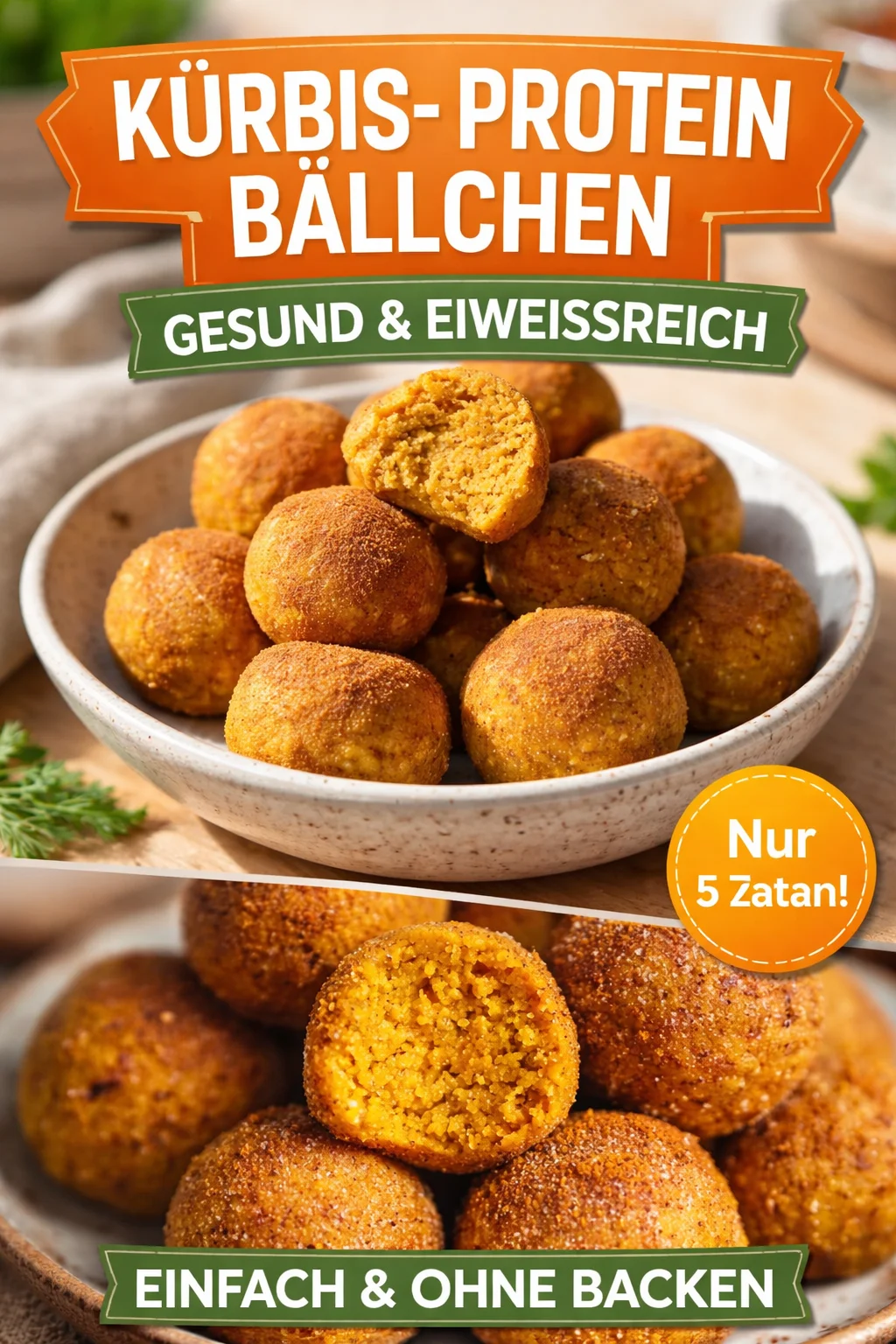 Kürbis-Protein-Bällchen, gesunder Snack mit Kürbis und Protein