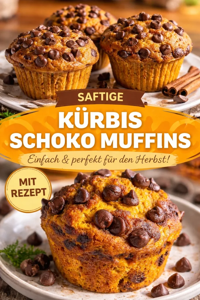 Kürbis Muffins mit Schokoladenstückchen auf einem Teller