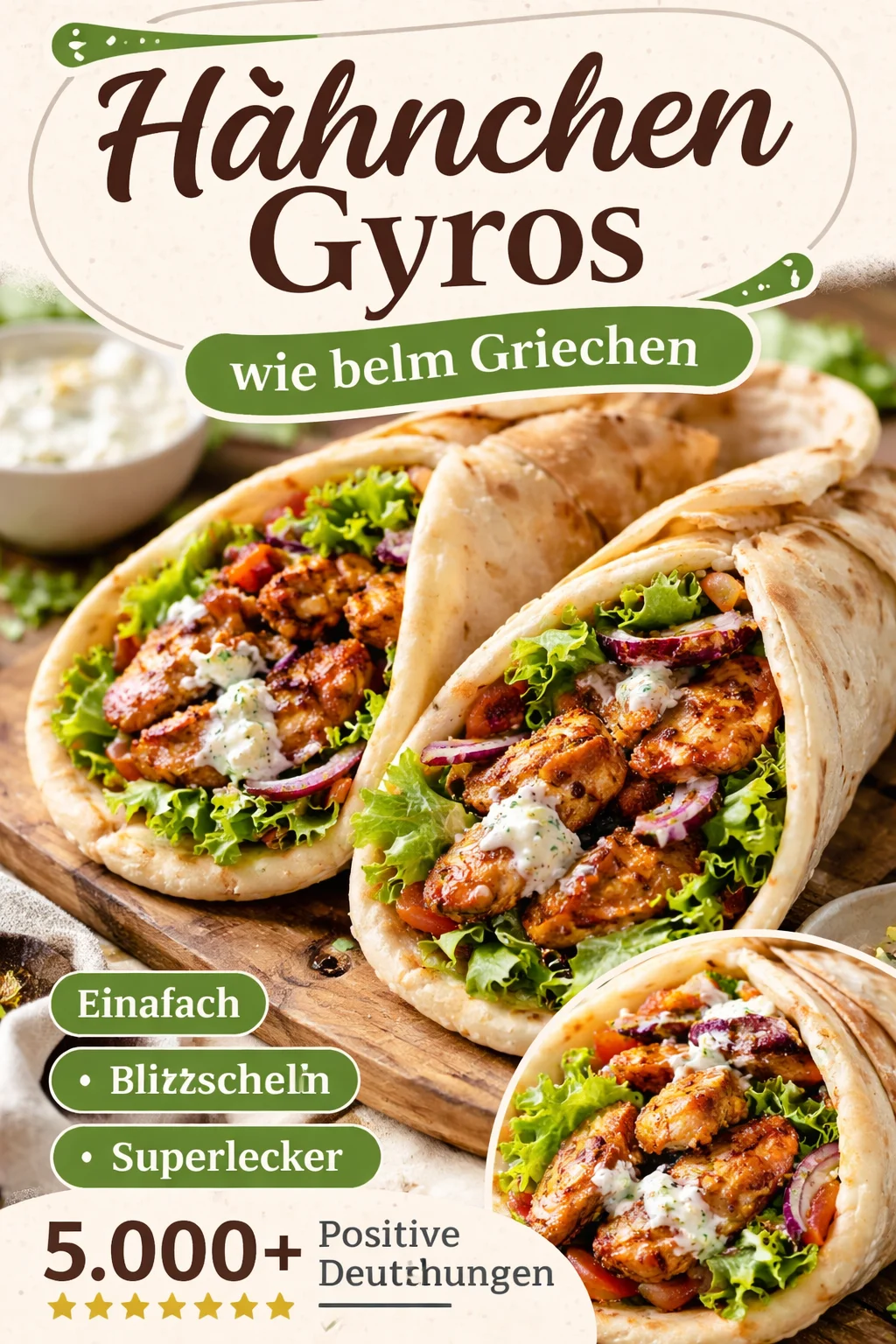 Mediterranean Chicken Gyros with Feta Tzatziki