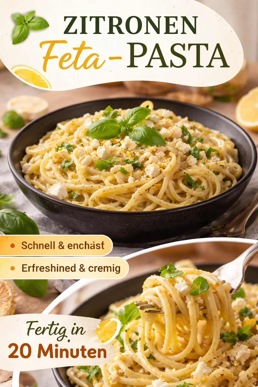 Mediterrane Spaghetti mit Feta