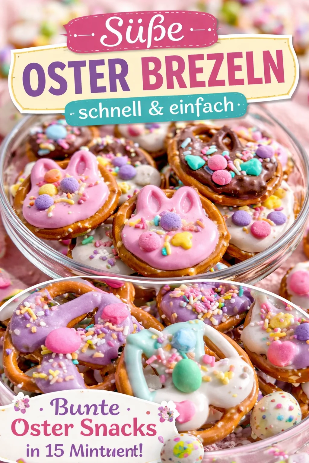 Oster Chex Mix Hasen-Bait Rezept mit bunten Snacks und Hasenmotiven.