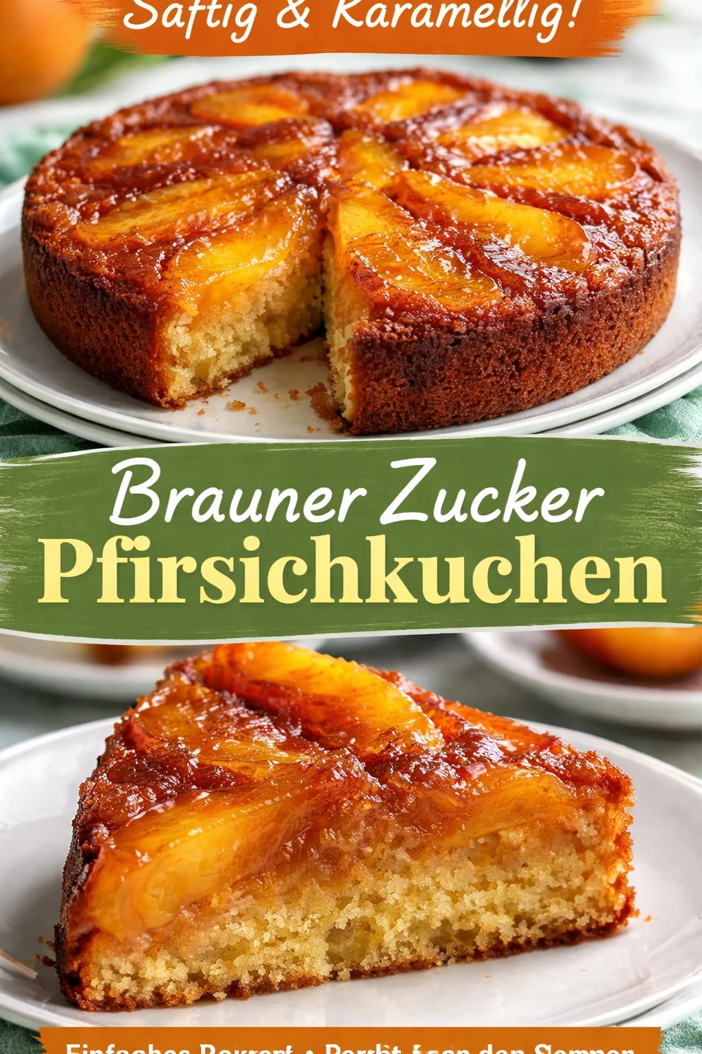 Leckere Pfirsich-Braunies auf einem Teller serviert