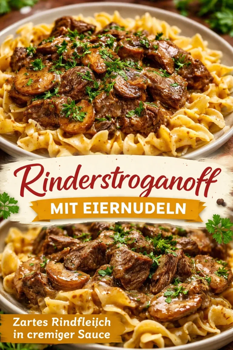 Delikates Rinder Stroganoff Gericht auf einem Teller serviert
