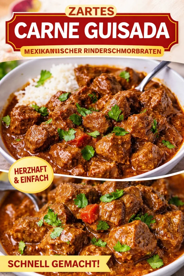 Leckeres Rindergulasch serviert mit Beilagen in einer Schüssel