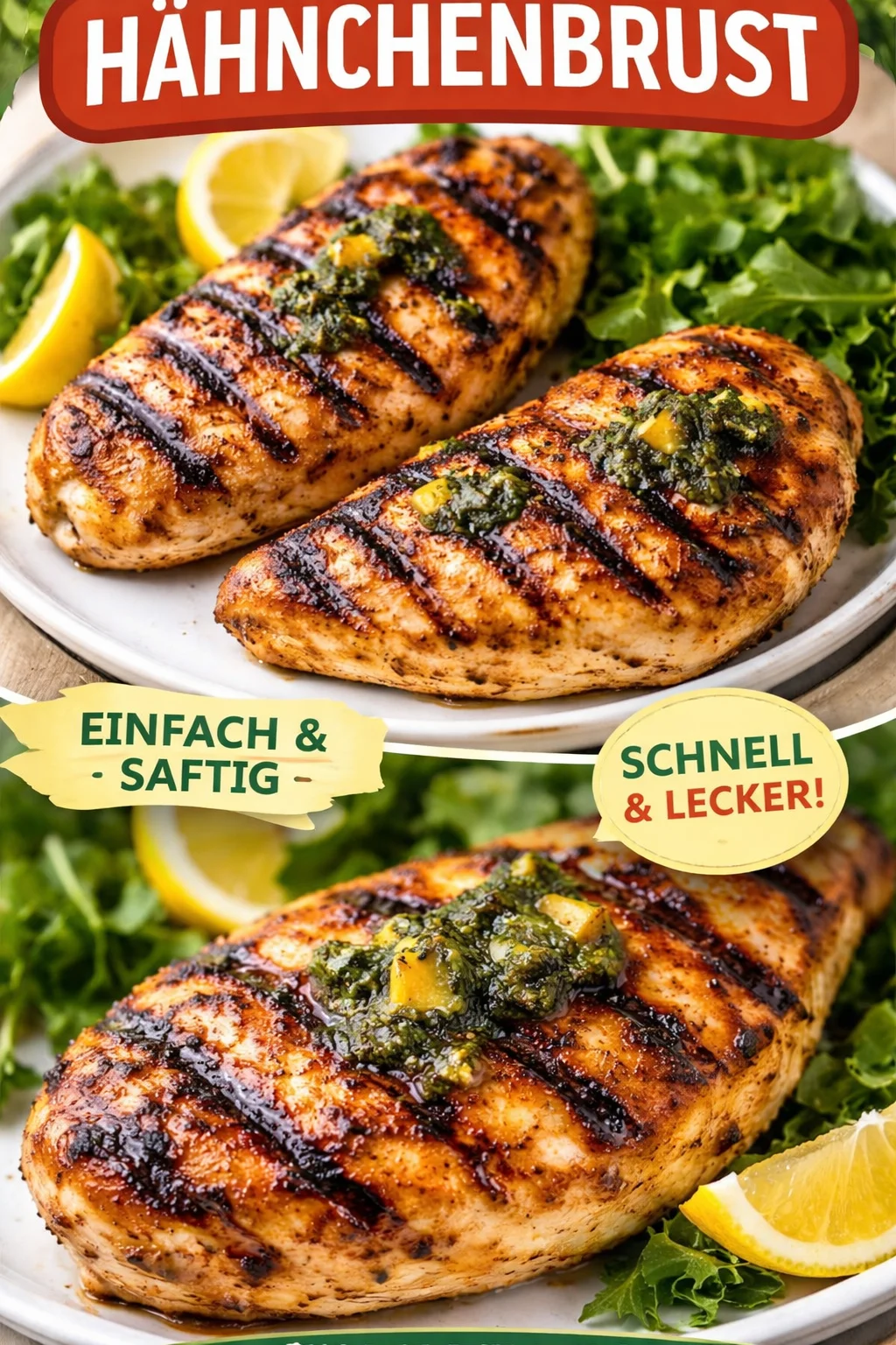 Saftige gegrillte Hähnchenbrust auf dem Grill serviert