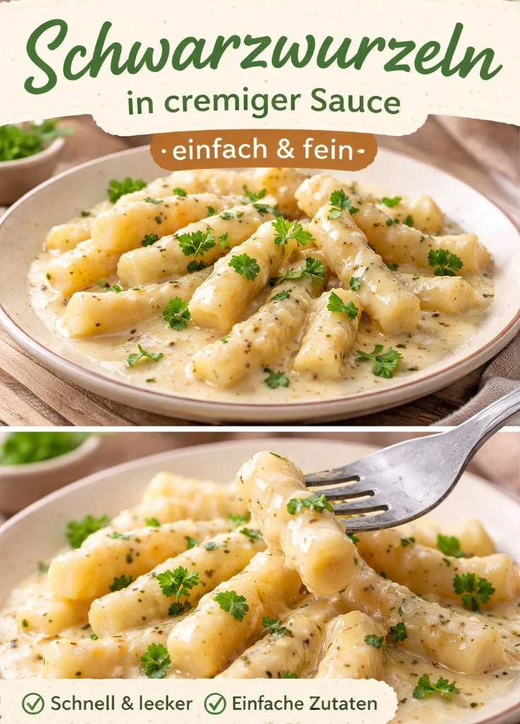 Schwarzwurzelgemüse frisch auf einem Tisch mit Zutaten zum Kochen