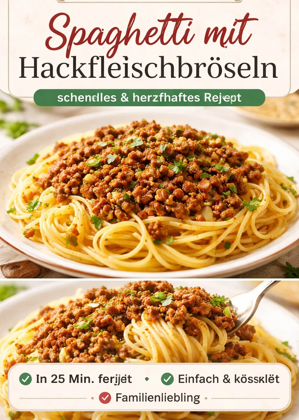 Spaghetti mit Hackfleischbröseln