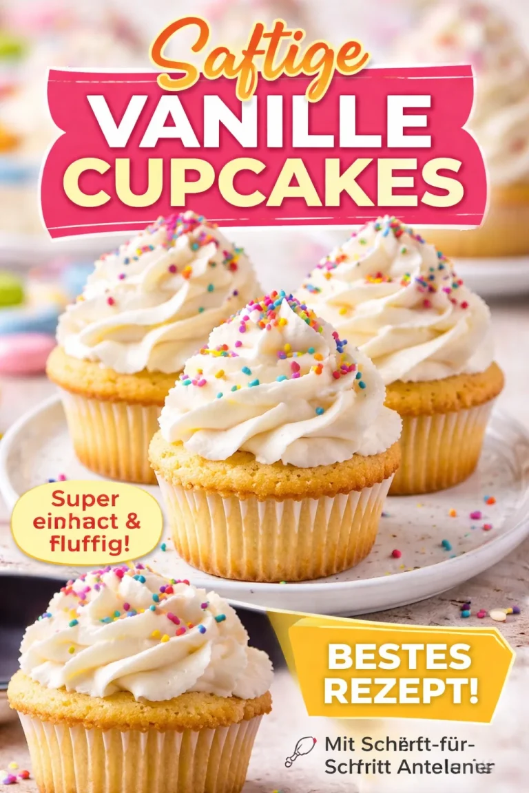 Leckere Vanillecupcakes mit cremigem Frosting auf einem eleganten Teller.