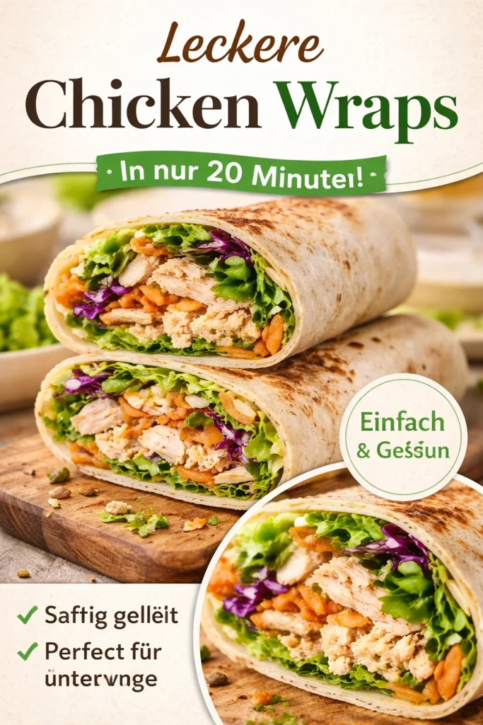 Würzige Buffalo-Hühnchen-Wraps auf einem Teller serviert