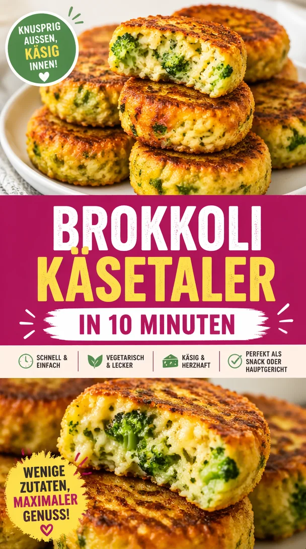 Leckere Brokkoli Käsetaler auf einem weißen Teller serviert