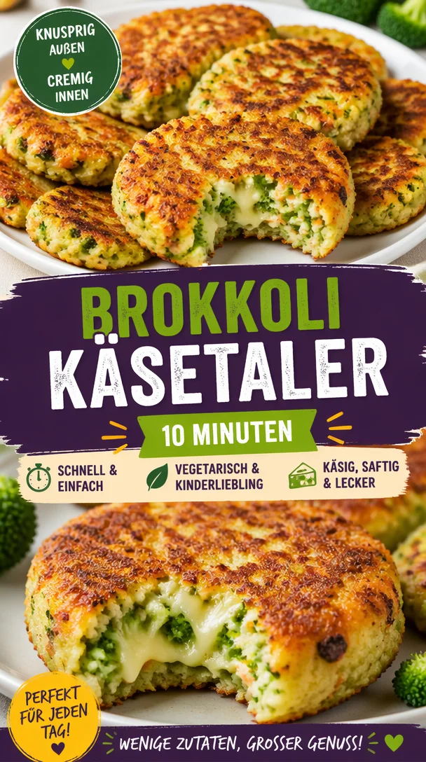 Leckere Brokkoli Käsetaler auf einem Holzbrett serviert