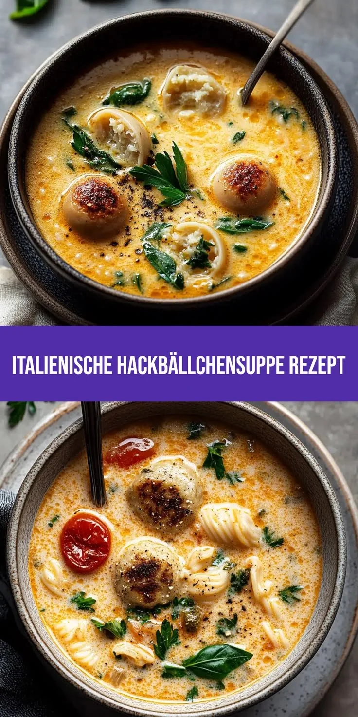 Cremige italienische Hackbällchensuppe