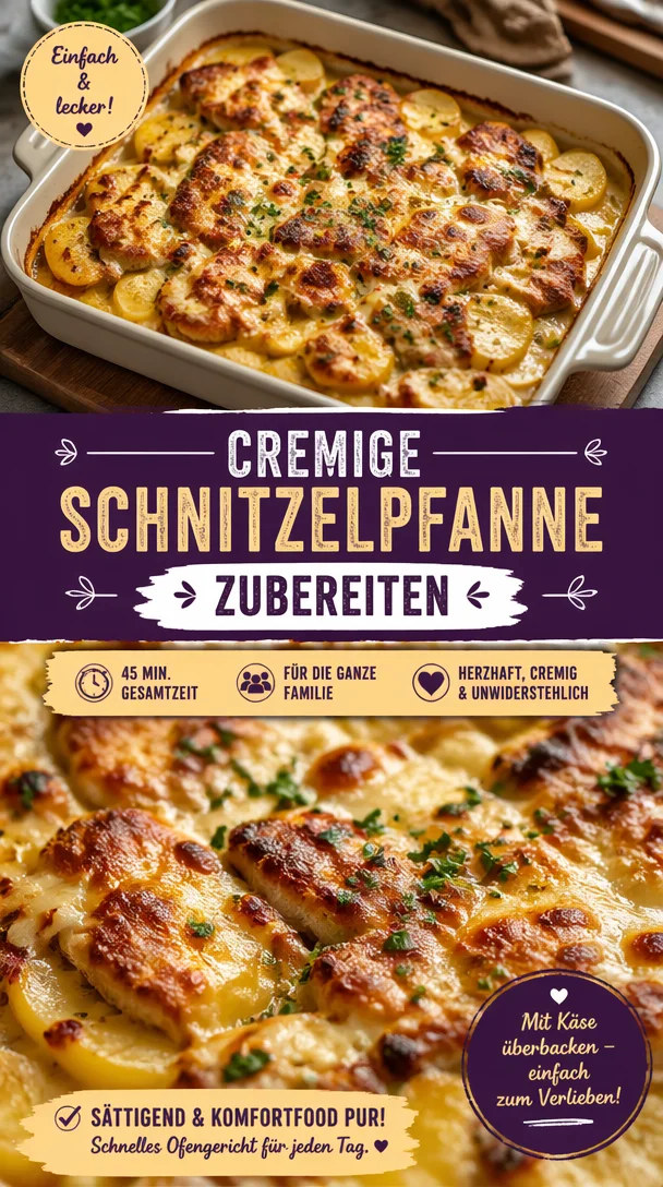 Cremige Schnitzelpfanne mit zartem Fleisch und einer leckeren Sauce