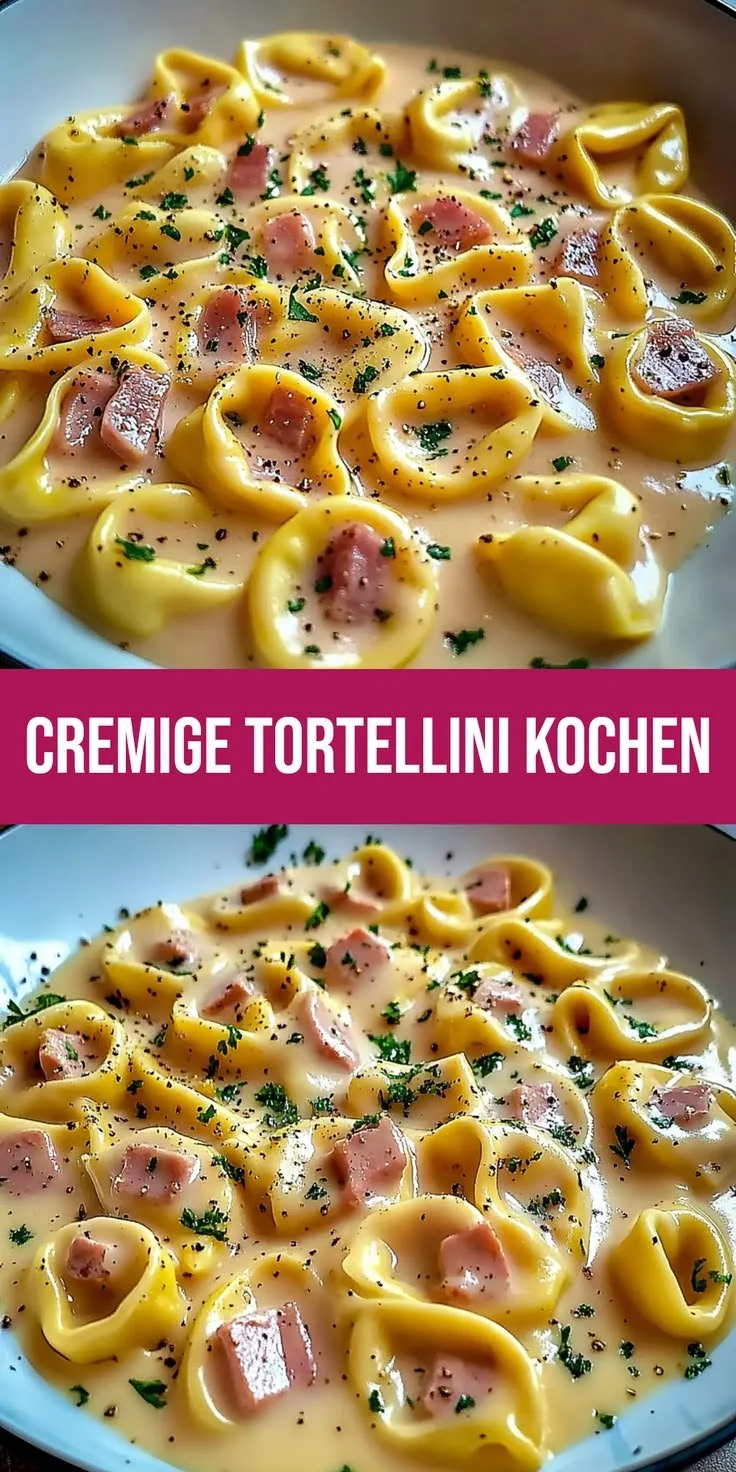 Cremige Tortellini mit Schinken-Käse