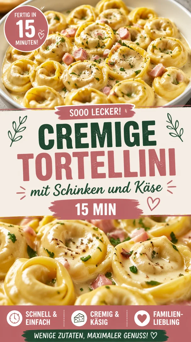 Cremige Tortellini mit Schinken und Käse