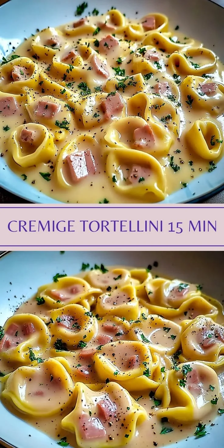 Cremige Tortellini mit Schinken und Käse