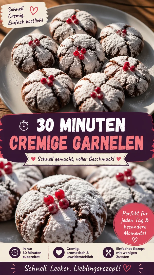 Cremige toskanische Garnelen in einer eleganten Servierplatte