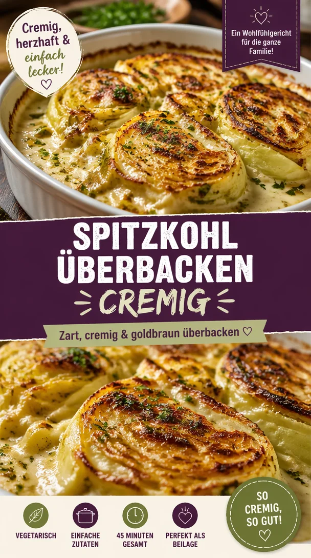 Überbackener Spitzkohl mit cremiger Sauce und Käse