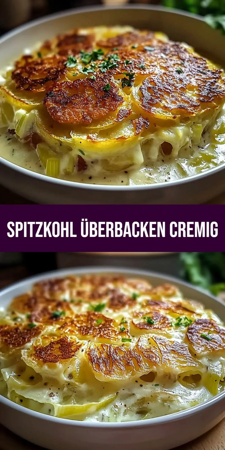 Cremiger Überbackener Spitzkohl