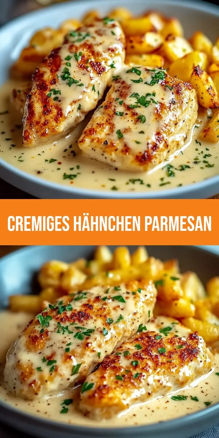 Cremiges Hähnchenfilet in würziger Knoblauch-Parmesan-Sauce