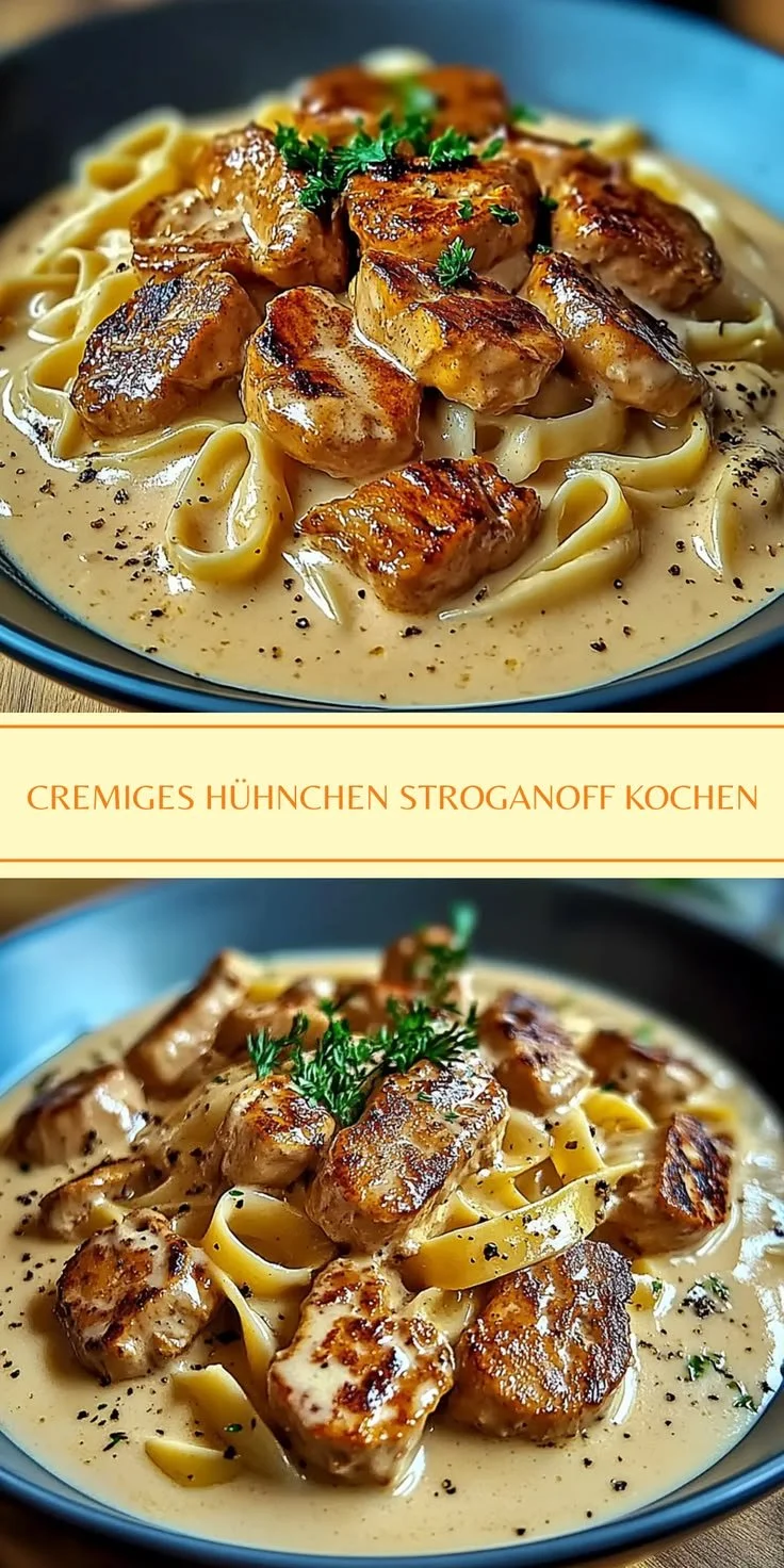 Cremiges Hühnchen Stroganoff