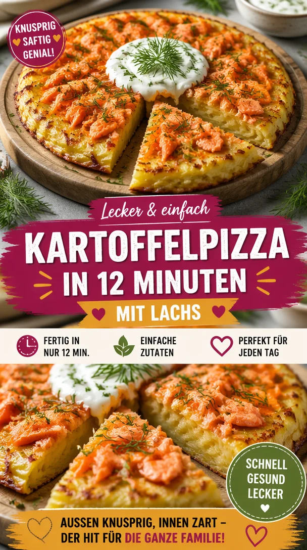 Leckere Kartoffelpizza mit Lachs, schnell und einfach zubereitet in 12 Minuten