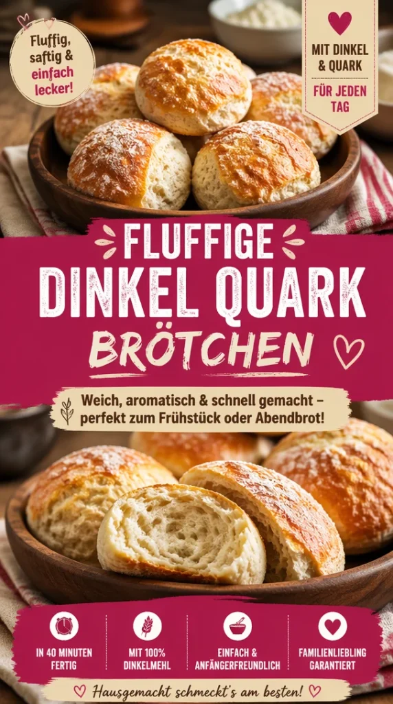 Fluffige Dinkel Quark Brötchen frisch aus dem Ofen
