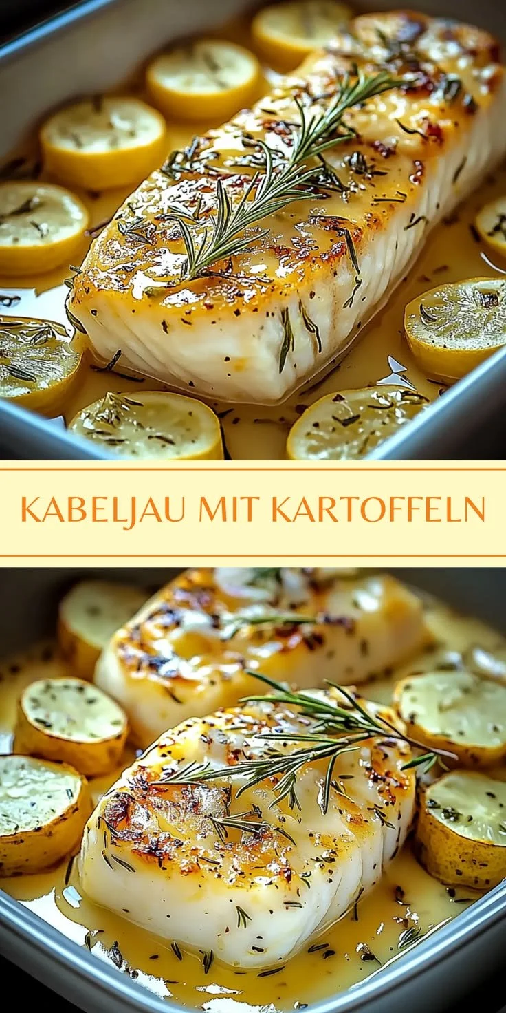 Gebackener Kabeljau mit Rosmarin-Zitronen-Kartoffeln
