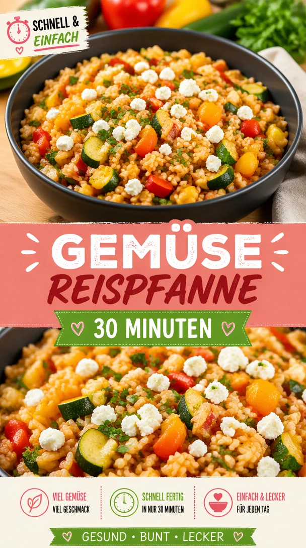 Bunte Gemüse Reispfanne mit frischem Gemüse und Reis auf einem Teller