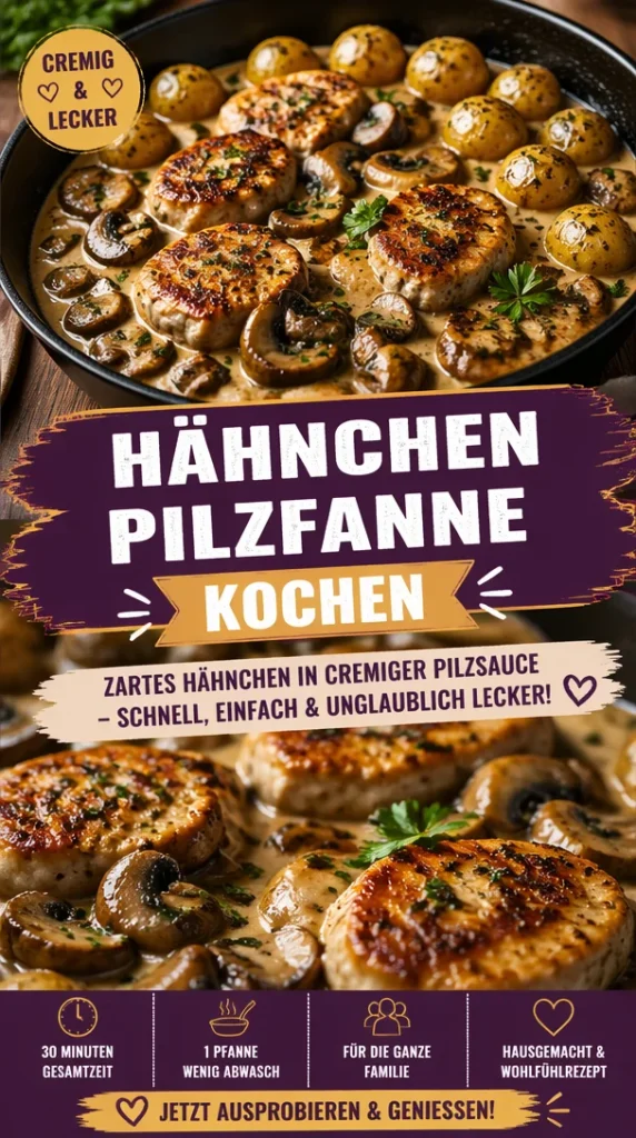 Leckere Hähnchen-Pilzpfanne mit frischen Zutaten gekocht